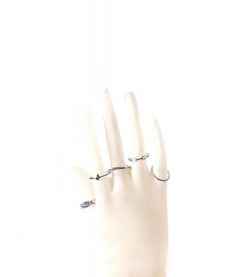 5 Pieces Asssorted Fashionable Ring Set RZ320010 SILVER